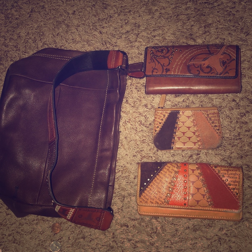 Longhorn purse, 2 wallets, 1 Coin Purse